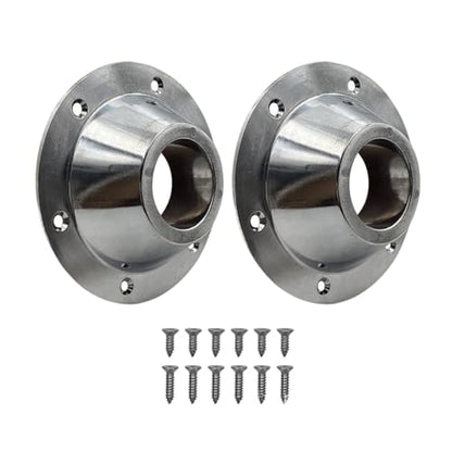Zpana 2PCS RV Table Base Mount, Aluminum Camper Round Pedestal Floor Mounting Base Plate with 6 Installing Holes, Motorhome Flush Mount Table Leg Flange Bracket, Fits Camper Trailer RV (Silver) - color: Silver
