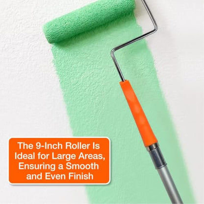 King Origin Paint Roller Kit with Extension Pole 3.7 Ft, 12 PCS - color: 4"&9" Rollers, 12-Pack