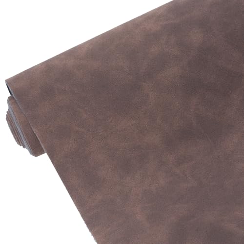 16" x 54" Faux Suede PU Leather Fabric for Crafts, Vintage Vegan Leatherette Fabric for Home Upholstery Handbags Purse DIY Repair Projects-Coffee - color: Coffee