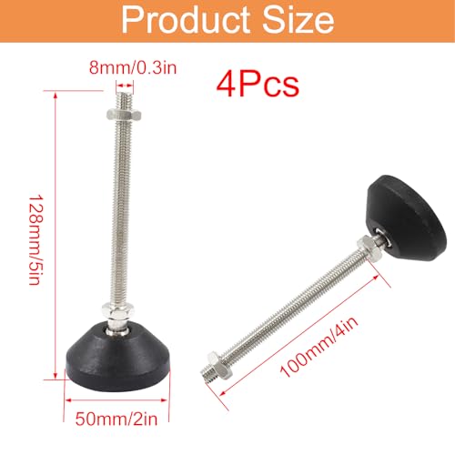 Waziaqoc Adjustable Leveling Feet, M8 Thread, 5 Inch Overall Height