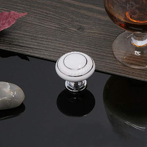 HUAMULAN Round Ceramic Knobs with Zinc Alloy Base for Cabinets 15 Pack - color: A2-43-Baisilver-15PCS