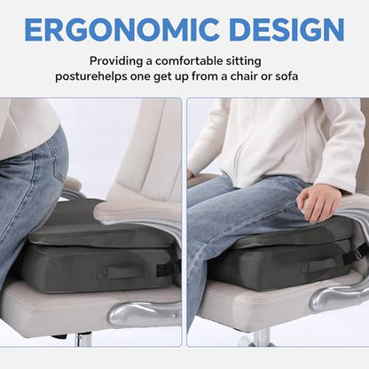 BALAPET Adjustable Thick Seat Cushion to Raise Height, Ergonomic Hip Cushion Post Surgery for Long Sitting, Memory Foam Hip Replacement Recovery Aids with Anti-Slip Strap(Gray) - color: Gray