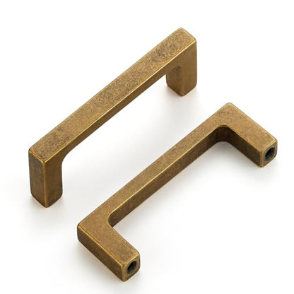 Ravinte Antique Brass Kitchen Cabinet Solid Handles,3 Inch,10 Pack - color: Antique Brass, size: 3 Inches Hole Center