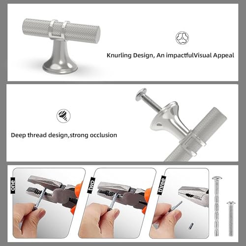 10 Pack Cabinet knurled Knobs Brushed Satin Nickel Kitchen Cabinet Knobs Aluminum and Zinc Alloy Drawer Pulls Solid Cabinet Hardware - color: Brushed Satin Nickel Knurled, size: Knobs