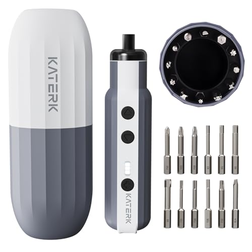 Katerk 1500mAh Electric Screwdriver Cordless Rechargeable Power Screwdriver - color: White/Grey