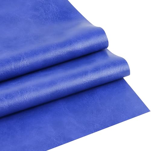 Faux Leather Sheets Smooth Surface One Yard Leather Fabric for DIY Crafting Thick Durable Synthetic Repholstery PU Leather Vinyl 36"x54" Large Size Upholstery Fabric (Royal Blue, Cut by one Yard) - color: Royal Blue