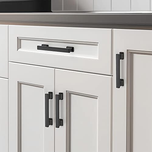 Matte Black Cabinet Pulls, 3-3/4 Inch (96mm), 10 Pack, Heavy Duty - color: Matte Black, size: 3-3/4" Hole Center