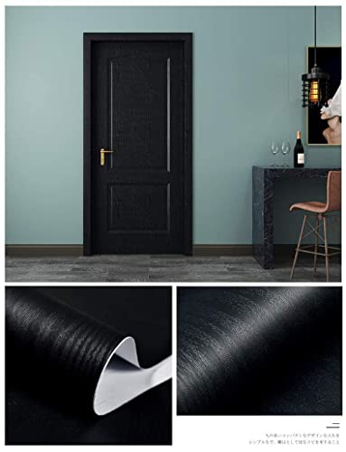 tiltil Black Wood Peel and Stick Wallpaper Wood Contact Paper 17.7" × 118" - size: 17.7" x 118"