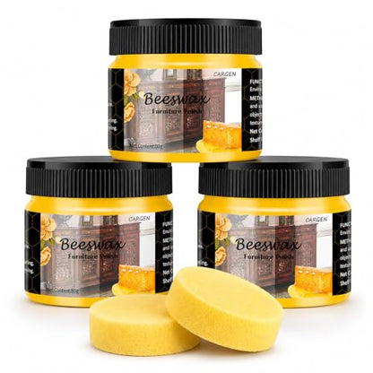 CARGEN 3PCS Beeswax Wood Polish - Beeswax Furniture Polish - style: 3 Pack-With 2 Sponges