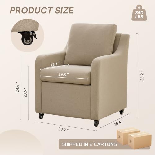 Dining Chairs with Wheels Set of 2 - color: Camel