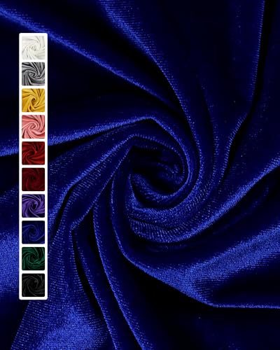 HOTGODEN Royal Blue Stretch Velvet Fabric by The Yard: 63" Wide 1 Yards 95% Polyester 5% Spandex Velvet Fabric for DIY Sewing, Upholstery, Apparel, Costume, Craft - color: Royal Blue, size: 1 Yard