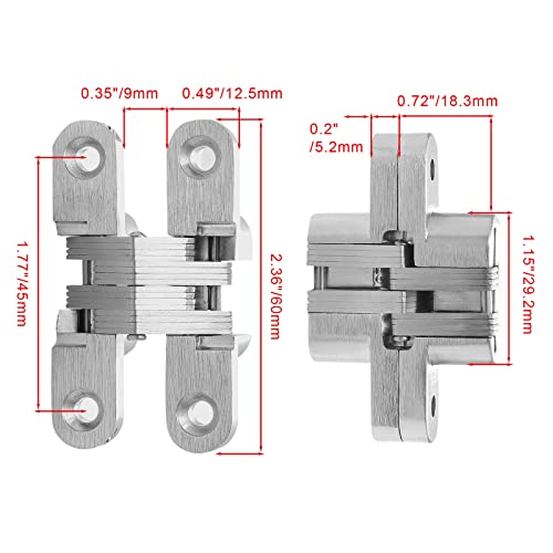 Hidden Gate Hinge 2-3/8" Stainless Steel, 4pcs - size: 60.3 mm, 4 PCS