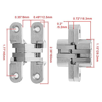 Hidden Gate Hinge 2-3/8" Stainless Steel, 4pcs - size: 60.3 mm, 4 PCS