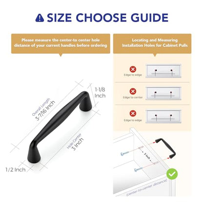 Ravinte Matte Black Cabinet Handles Solid Handles,3 Inch,10 Pack - color: Matte Black, size: 3 Inches Hole Center