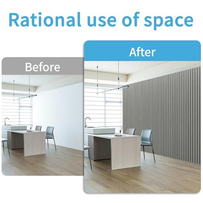 Art3d Six-Grid Design Slim Slat Wall Panel, 104 x 12 Inch, 4-Pack, Ash - color: Six-Grid Ash