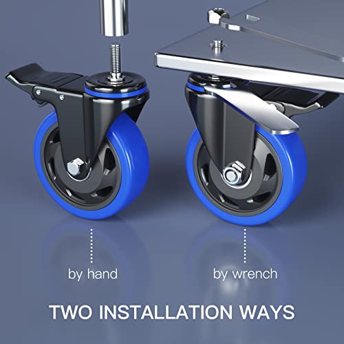 Stem Caster Set of 4 Heavy Duty 1/2" Threaded Mount Casters Wheels 4 inch - color: Blue, size: 4in(1/2"-13)