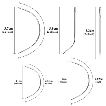 Ryalan Weaving Needle Combo Deal Black Thread with 10pcs Needle for Making Wig Sewing Hair Weft Hair Weave Extension, Big Medium and Small C J Shape Curved Needle I Needle (3 Thread Black + 10 Needle) - color: Black