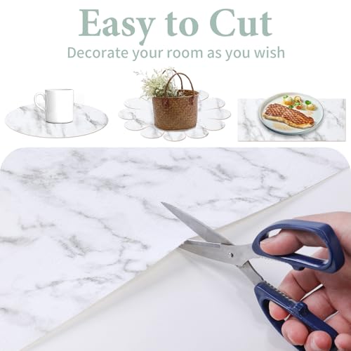 2-Layer Drawer and Shelf Liner for Kitchen Cabinet: 35.4in X 20Ft Non Slip - color: White Marble, size: 35.4"W x 236.2"L