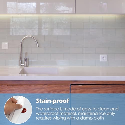 2026 New Upgrade Peel and Stick Backsplash Tile, Peel and Stick 11.34" X 11.57" Wall Tile for Kitchen, Bathroom, Fireplace, Laundry (Polished Marble White Blue, 5 Packs) - color: Polished Marble White Blue