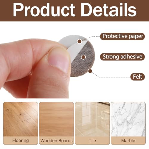 150 Pcs Felt Pads for Chair Legs, Self Adhesive Chair Felt Pad