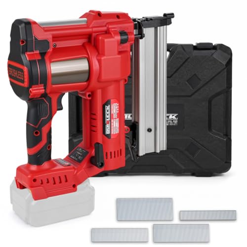 2-in-1 Brad Nailer Staple Gun Compatible with Milwauke* Battery, Tool only - color: Red