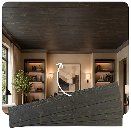 À LA MAISON CEILINGS Foam Wood Ceiling Planks WP129dw-12, Dark Walnut, 39x6in - color: Dark Walnut, size: Pack of 12
