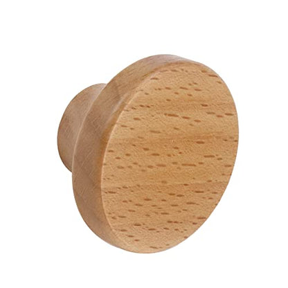 6PCS Round Wooden Single Hole Drawer Handles, 1.56" Cabinet Knobs - color: Beech, size: 1.56"
