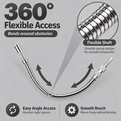Guyuyii Flexible Drill Bit Extension, 360° Bendable Shaft for Tight Spaces - color: 2pcs