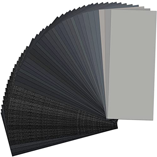 48 PCS Sandpaper 120-5000 Grit Wet Dry Sand Paper 9x3.6 for Wood Metal Car