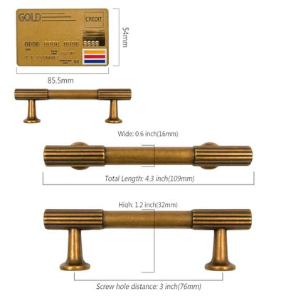 Amerdeco 10 Pack Antique Brass Cabinet Pulls 3" - color: Antique Brass, size: 3"/76MM