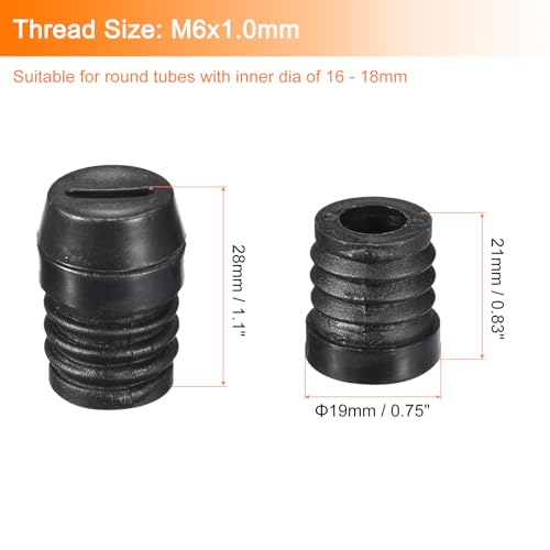 uxcell 4Pcs Inserts for with Leveling Feet,19mm/0.75" OD,M6-1.0mm Thread