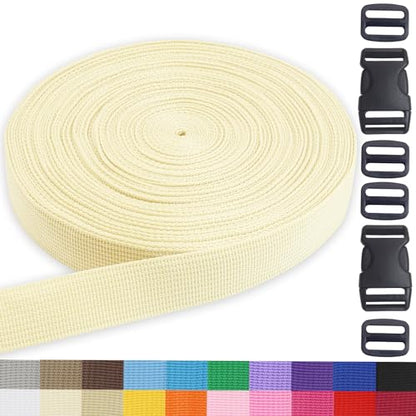 Ivory White 1 inch Webbing Strap Kit for DIY Crafts-Backpacks-20yds - color: Ivory