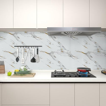 Marble Contact Paper Gold Peel and Stick Wallpaper for Kitchen Countertop - color: Gold/White, size: 17.7" x 78.7"