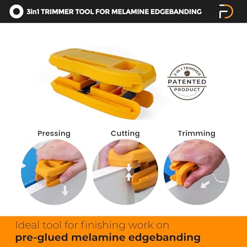 Furndiy 3in1 Edgebanding Trimmer & Spare Knives SET - Edgebanding Cutter - For Melamine Edgebanding - Melamine Cutter - Edge band Trimming - Double Edge - Based in USA - color: 3 in 1 Trimmer + Spare Knives