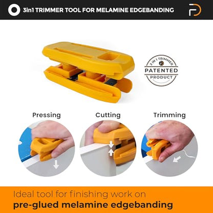 Furndiy 3in1 Edgebanding Trimmer & Spare Knives SET - Edgebanding Cutter - For Melamine Edgebanding - Melamine Cutter - Edge band Trimming - Double Edge - Based in USA - color: 3 in 1 Trimmer + Spare Knives