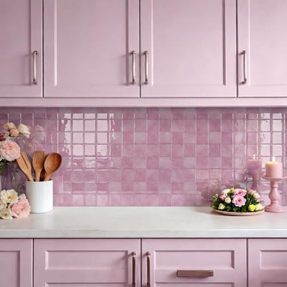 VICCI 20 Sheets Peel and Stick Wall Tile Stickers, 6" x 6" - color: Pink