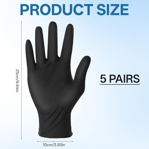 5Pairs Hair Dye Gloves Black Reusable Hair Coloring Gloves Non-slip Bouncy Professional Cleaning Rubber Glove Accessories for Salon Hairs Dyeing(Medium)