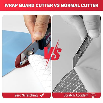 Gomake Vinyl Backing Cutter Bodyguard Vinyl Wrap Cutting Knife, Hidden Blade Wrapping Paper Roll Cutter Vinyl Cutter for Car Tinting and Backing Paper Cutter with 10 Titanium Coated Blades