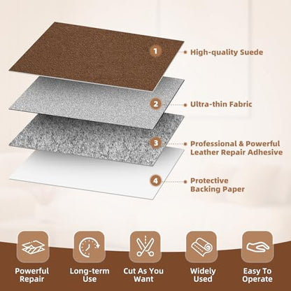 Fabric Repair Patch, Self Adhesive Couch Tape for Cloth Furniture - color: Suede Beige, size: 17X79 Inch