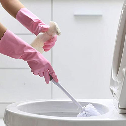 HSL Household Cleaning Gloves - Reusable Kitchen Dishwashing Gloves with Latex Free, Cotton lining, Waterproof, Non-Slip (Large, 2 Pairs) - color: Blue+pink, size: Large (Pack of 2)