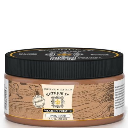 Retique It Wood'n Primer - Paint it then stain it - Stainable Wood Fiber Paint (Dark Wood, Small) - color: Dark Wood, size: 8 Fl Oz (Pack of 1)