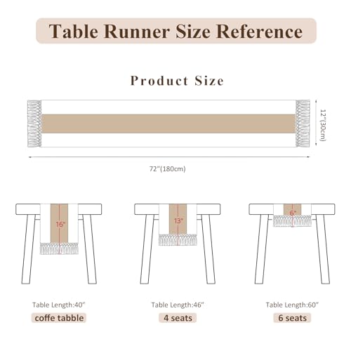 Boho Macrame Table Runner with Tassels 72in Blue Farmhouse Runner - color: White & Blue, size: 12'' x 72''
