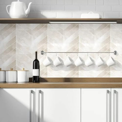 Alwayspon 10 Sheets 9"x11.4" 3D Beige Vinyl Backsplash Tiles, Self-Adhesive Peel and Stick Wall Tile Stickers Stick on Subway Tiles for Kitchen Bathroom Wall - color: Beige