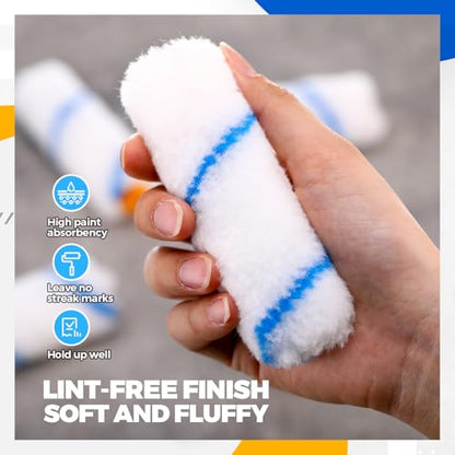 Leumoi 50 Pcs 4 Inch Microfiber Mini Paint Rollers, Blue & White - size: 4 Inch