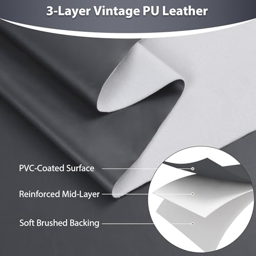 Faux Leather 1.3mm Upholstery Fabric by the Yard 55x36 Inch Blue Grey - color: Blue Grey, size: Pre Cut 1 Yard