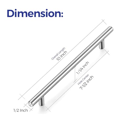 Ravinte Cabinet Pulls,10" Length,7-1/2" Hole Center,Brushed Nickel,5 Pack - color: Satin Nickel