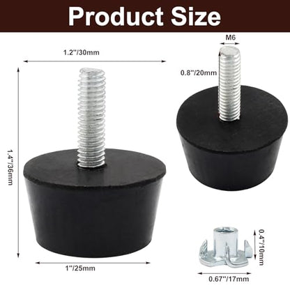 Litoexpe 12Pcs M6 Adjustable Furniture Leveling Feet - size: 1 Inch