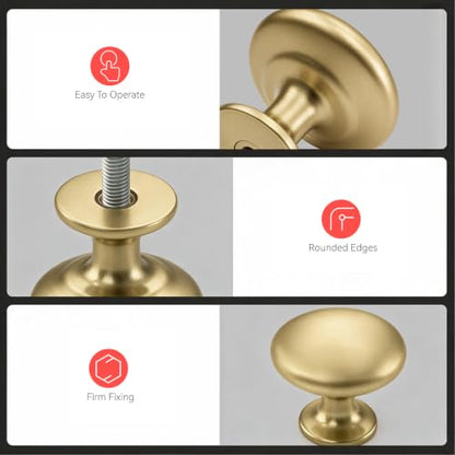 homdiy 30 Pack Gold Round Solid Zinc Alloy Cabinet Knobs - color: Gold