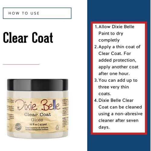 Dixie Belle Paint Company - Clear Coat Gloss (16oz) - Polyacrylic Topcoat - color: Gloss, size: 16 Fl Oz (Pack of 1)