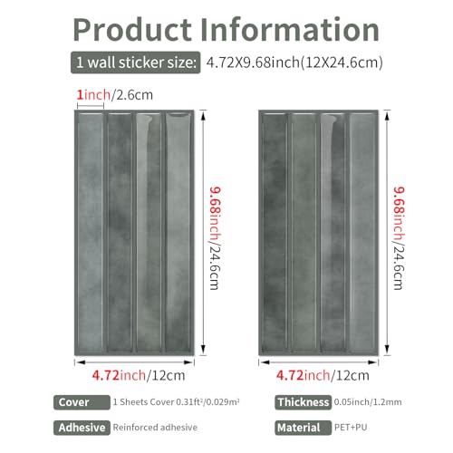 VICCI Subway Tile Stickers, Modern Gray, 4.72x9.68 Inch, 20-Sheet - color: Modern Gray